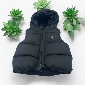 Unisex Baby Gap Black Puffer Vest Hooded Bear Logo 18-24 Months Water Resistant